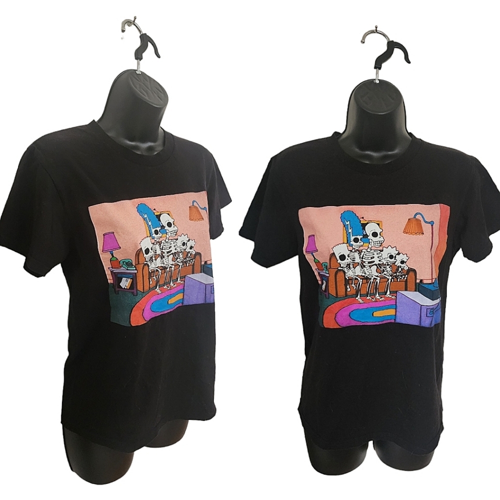 ☆Simpsons Halloween Skeleton Family Short Sleeve Graphic Tee Shirt☆